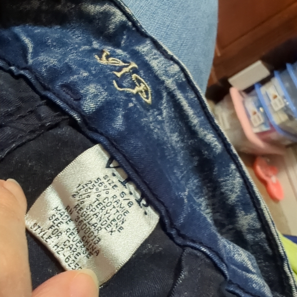 VIP NWT New York Acid Bleach Paint Splatter Jeans Denim Blue/White 5/6 Tied Legs - Picture 10 of 15